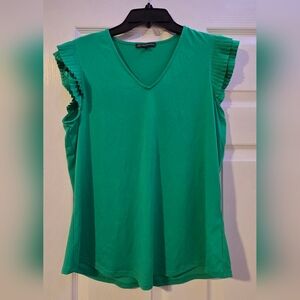 Adrianna Papell Emerald V-Neck Blouse